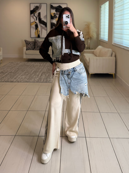 Elite Standard Knit Beige and Brown Pant Set