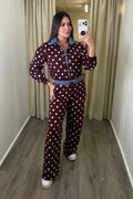 Oriental Polka Burgundy Pant Set