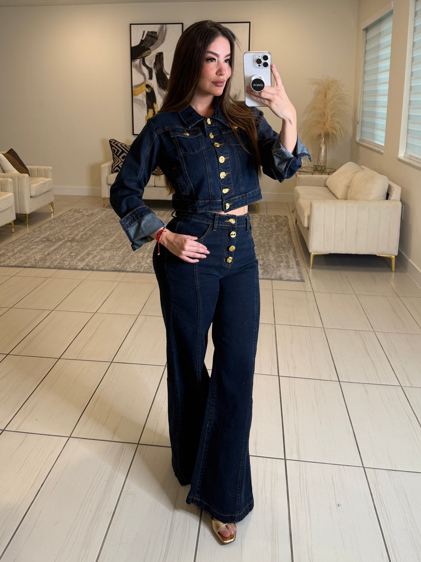 Iconic Elegance Denim Pant Set