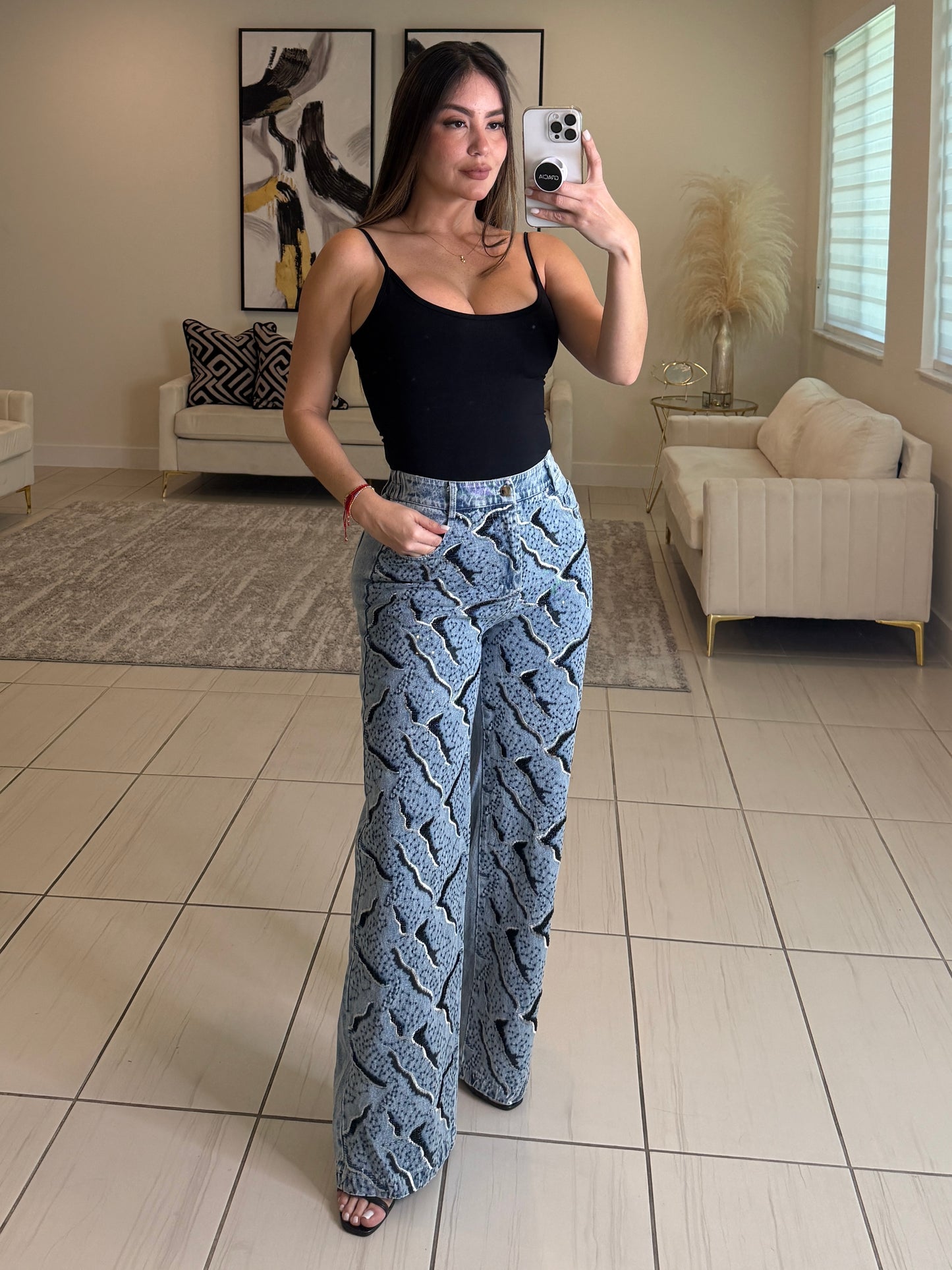 Perfect Details Denim Pant Set