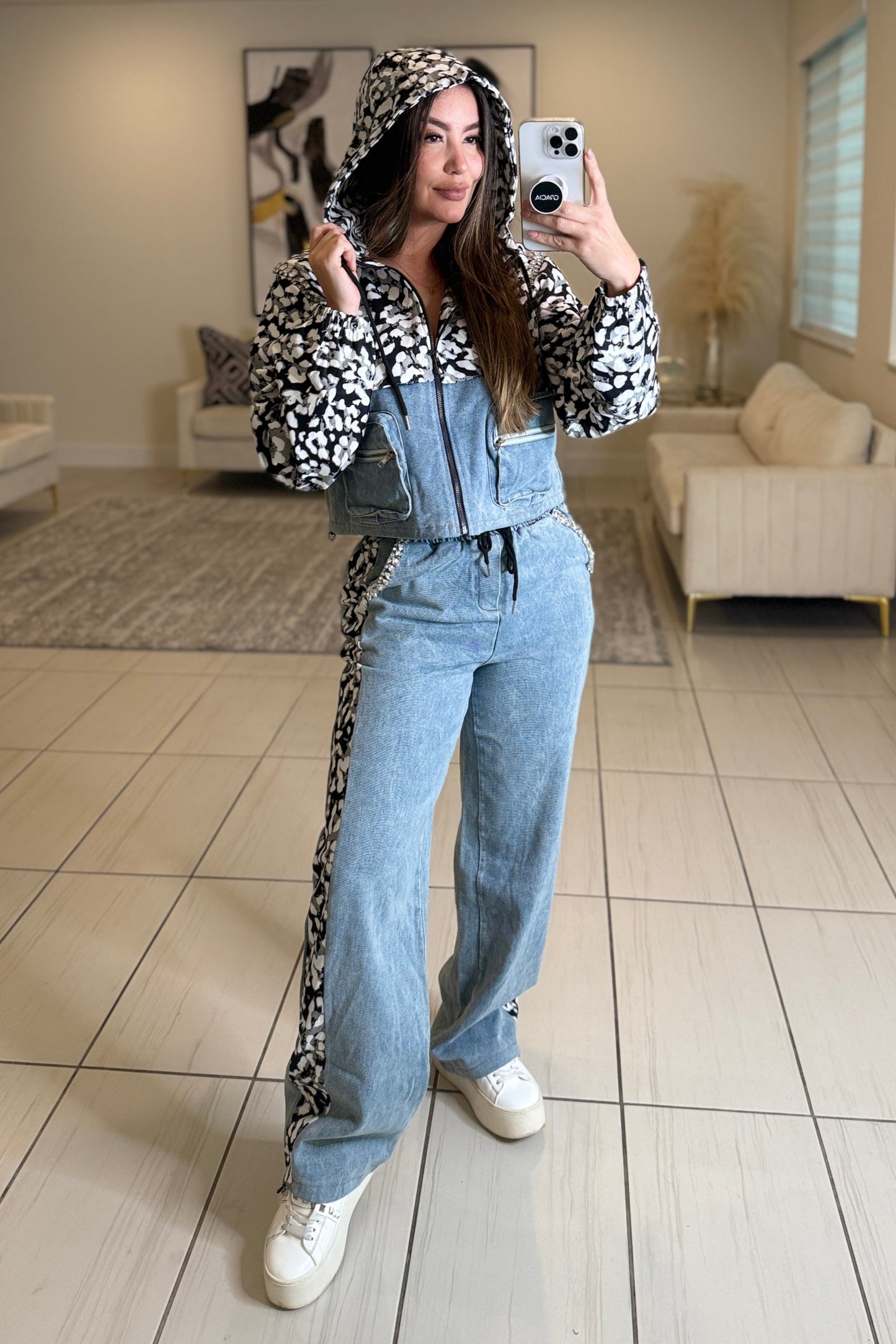 Urban Flair Leopard and Denim Comfy Set