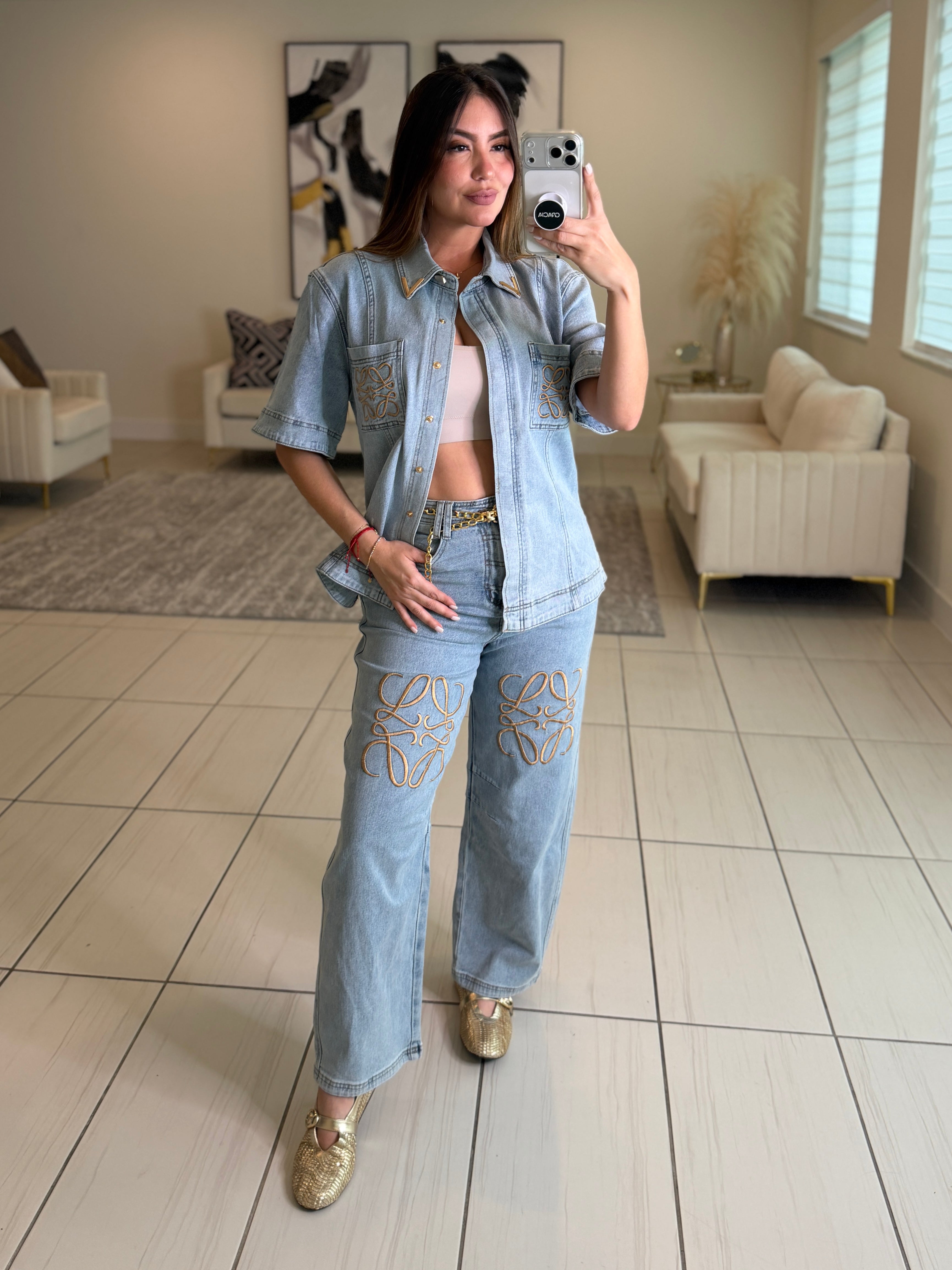 Iconic Light Denim Pant Set