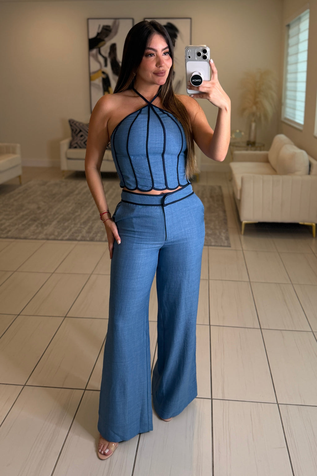 Elevated Essential Blue Pant Set