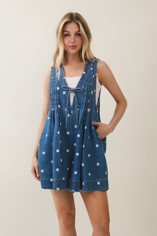 Primrose Dots Denim Romper