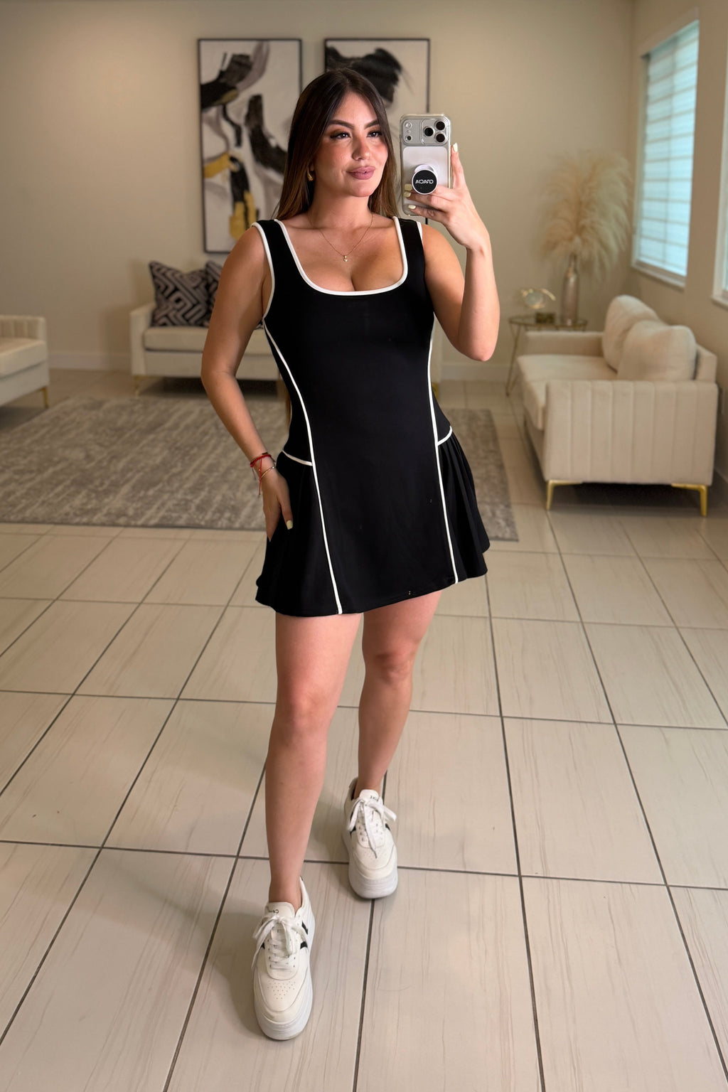 Tennis Inpired Black Romper