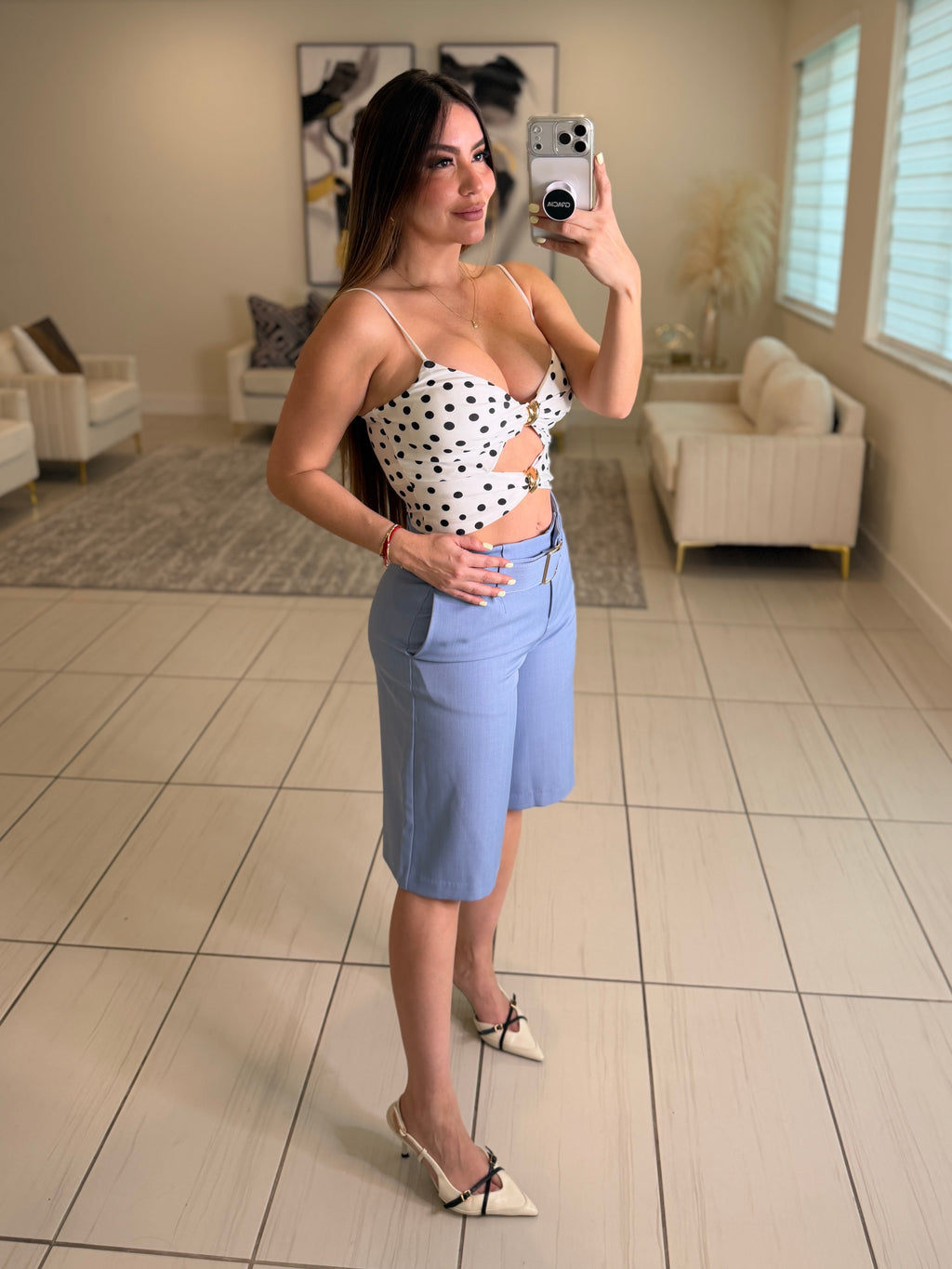 Refined Motion Blue Shorts Set