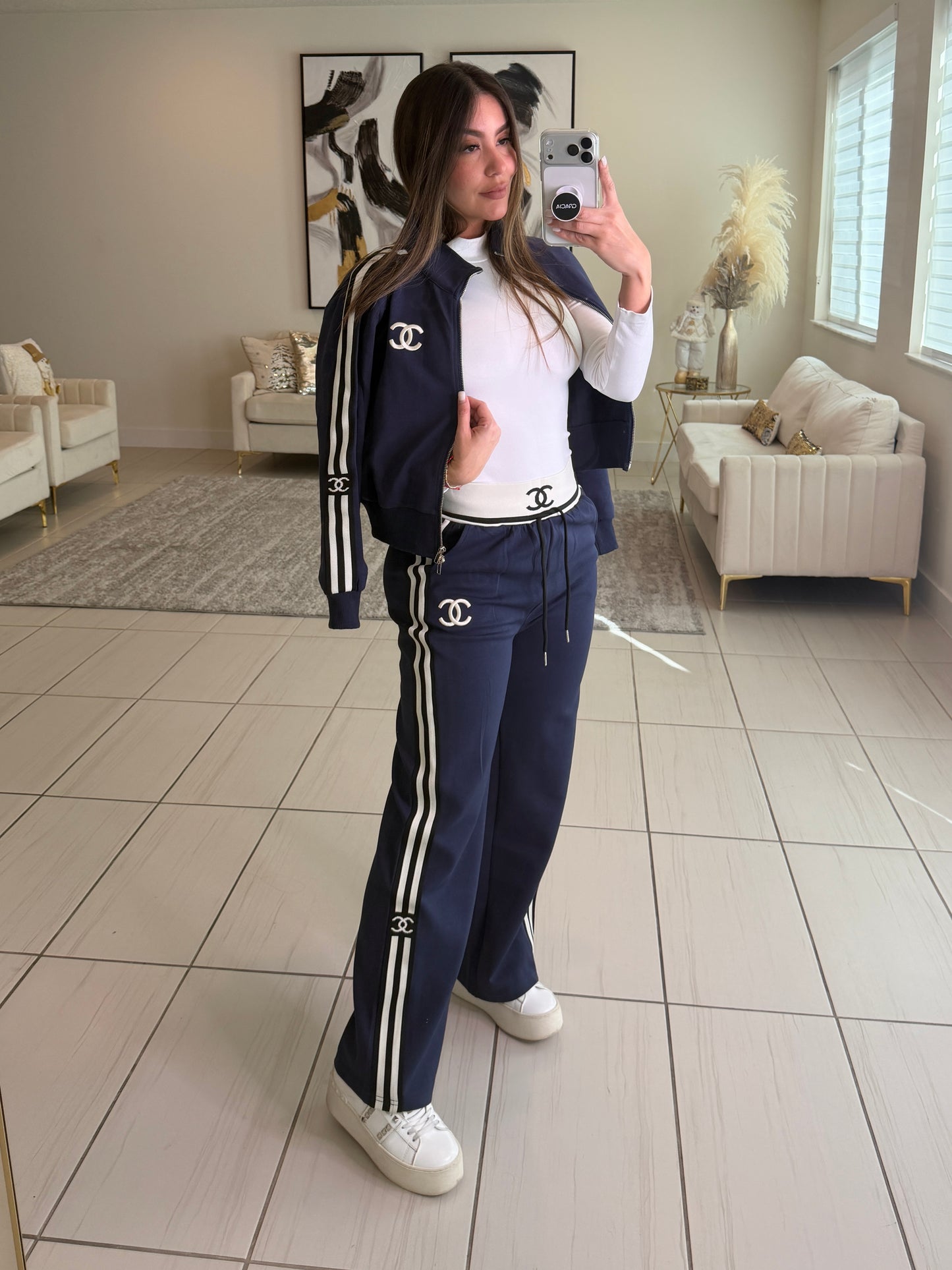 Iconic Structure Navy Blue Pant Set