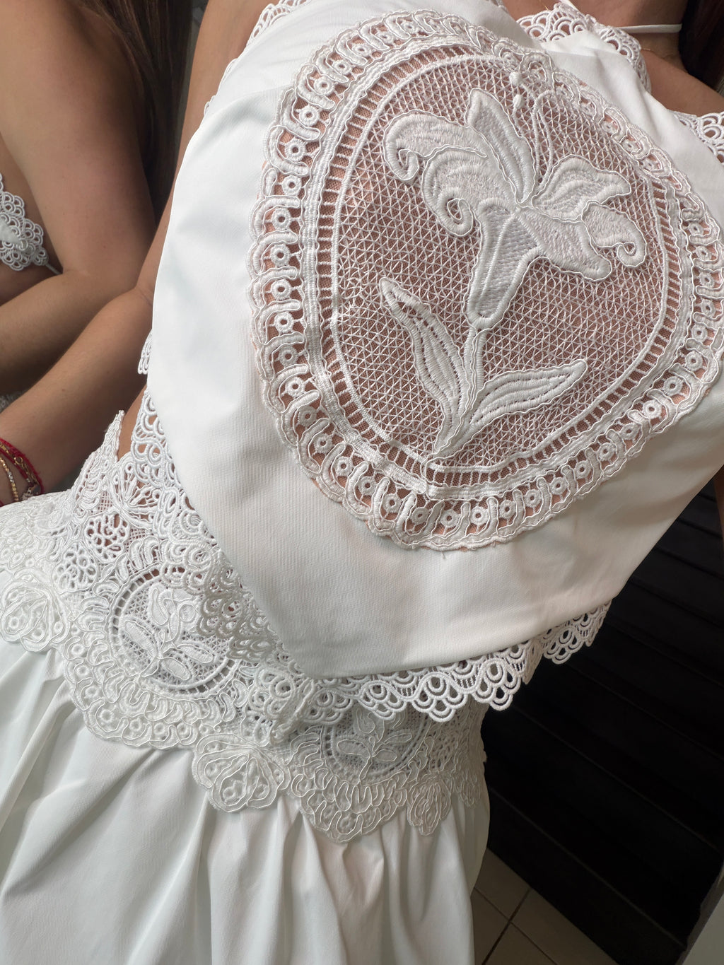 Blossom Crochet White Balloon Skirt Set