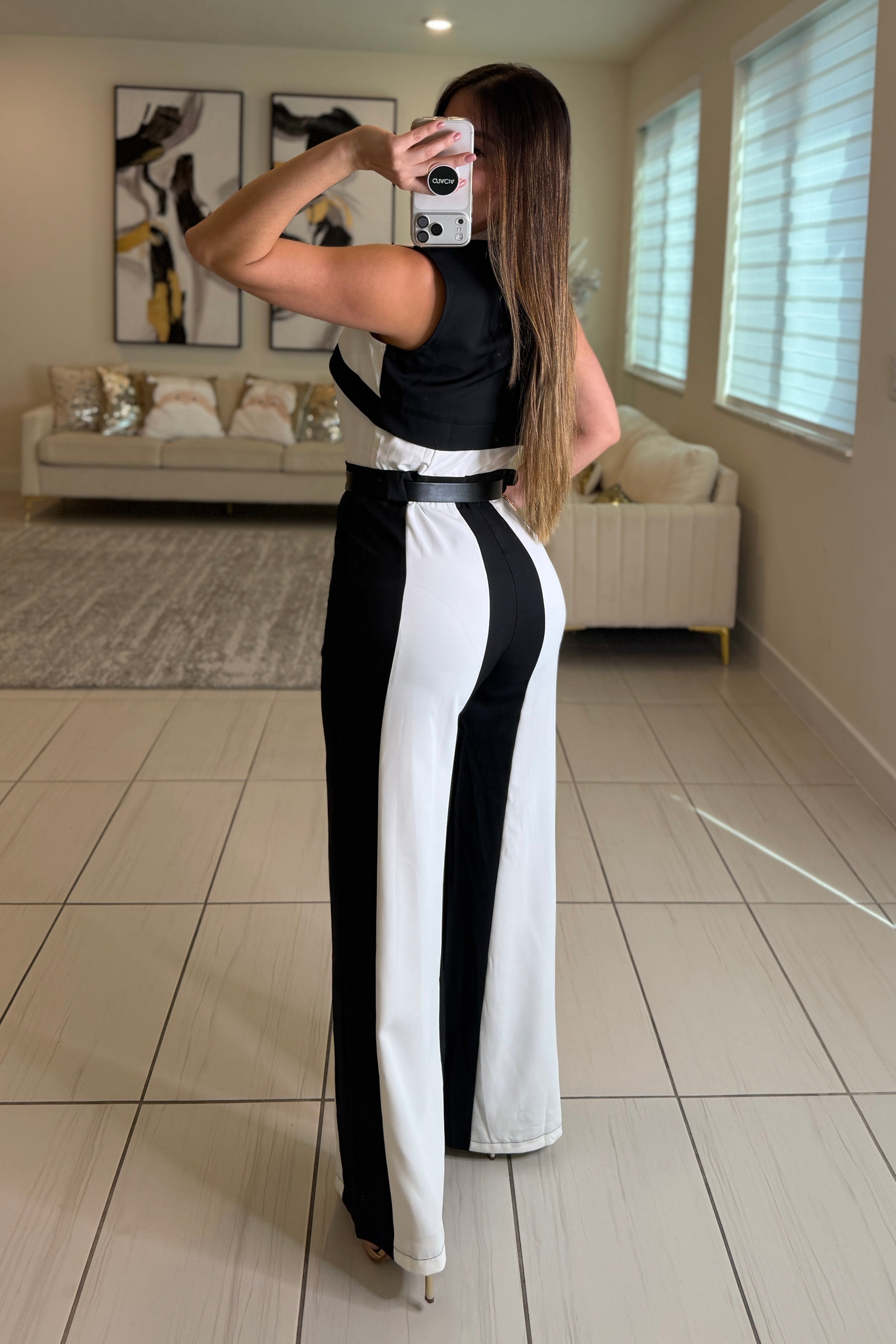 Power Lines Black and White Jumpsuit