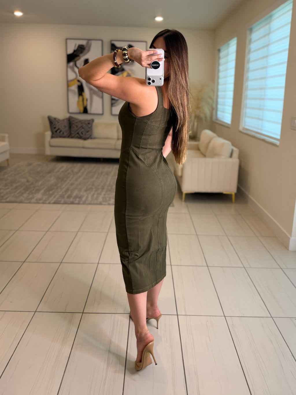 Commanding Desire Green Denim Dress