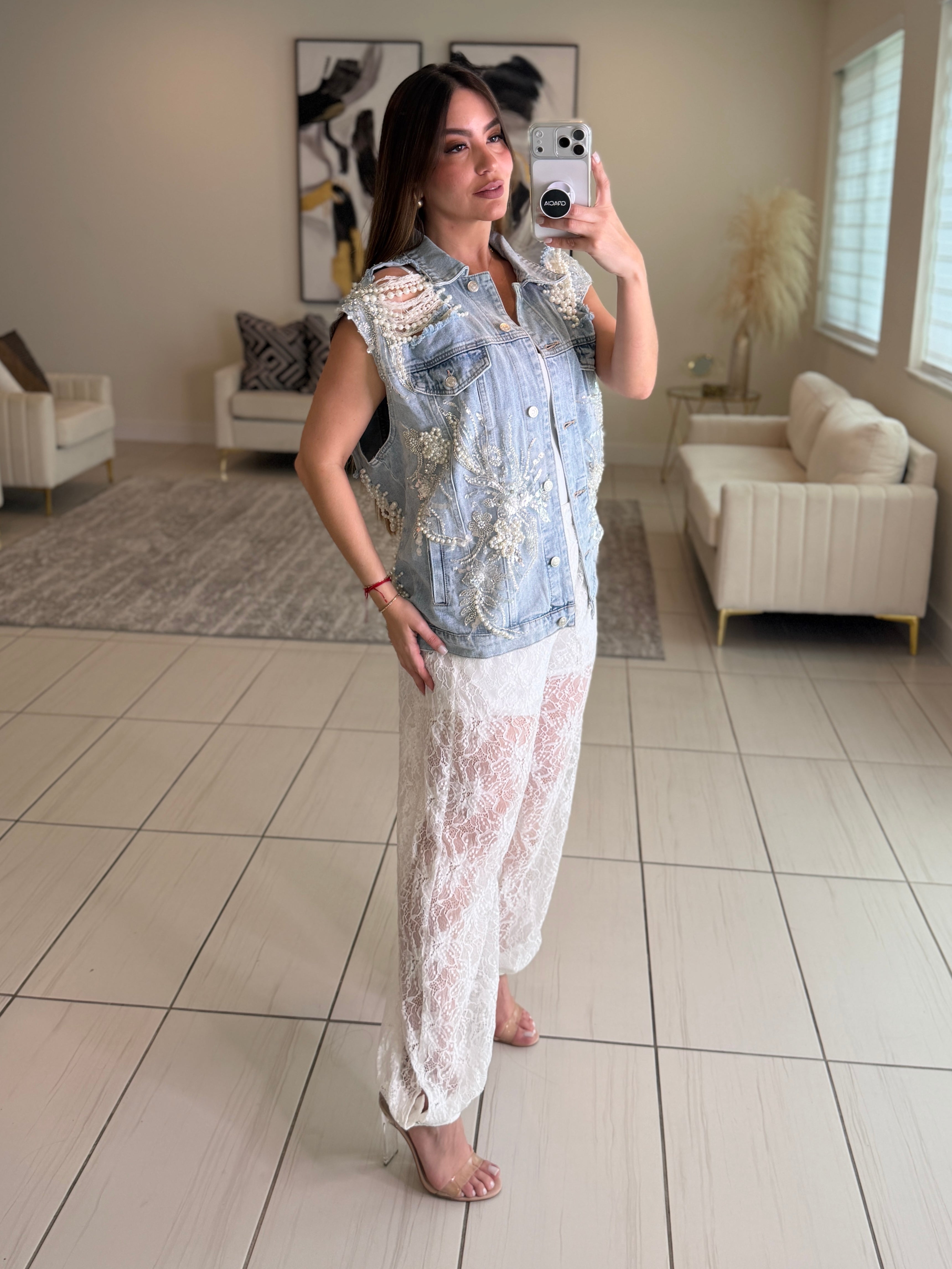 Sweet Lace White Balloon Pants