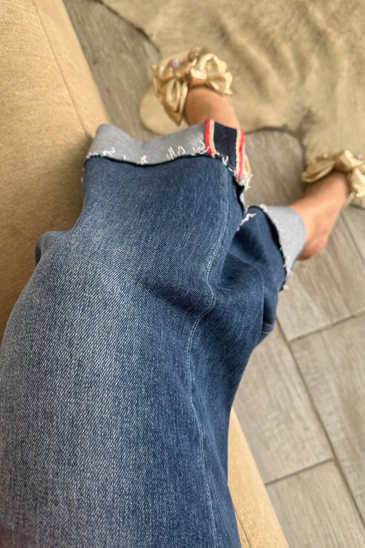 Vintage Indigo Red Stripe Denim Pants