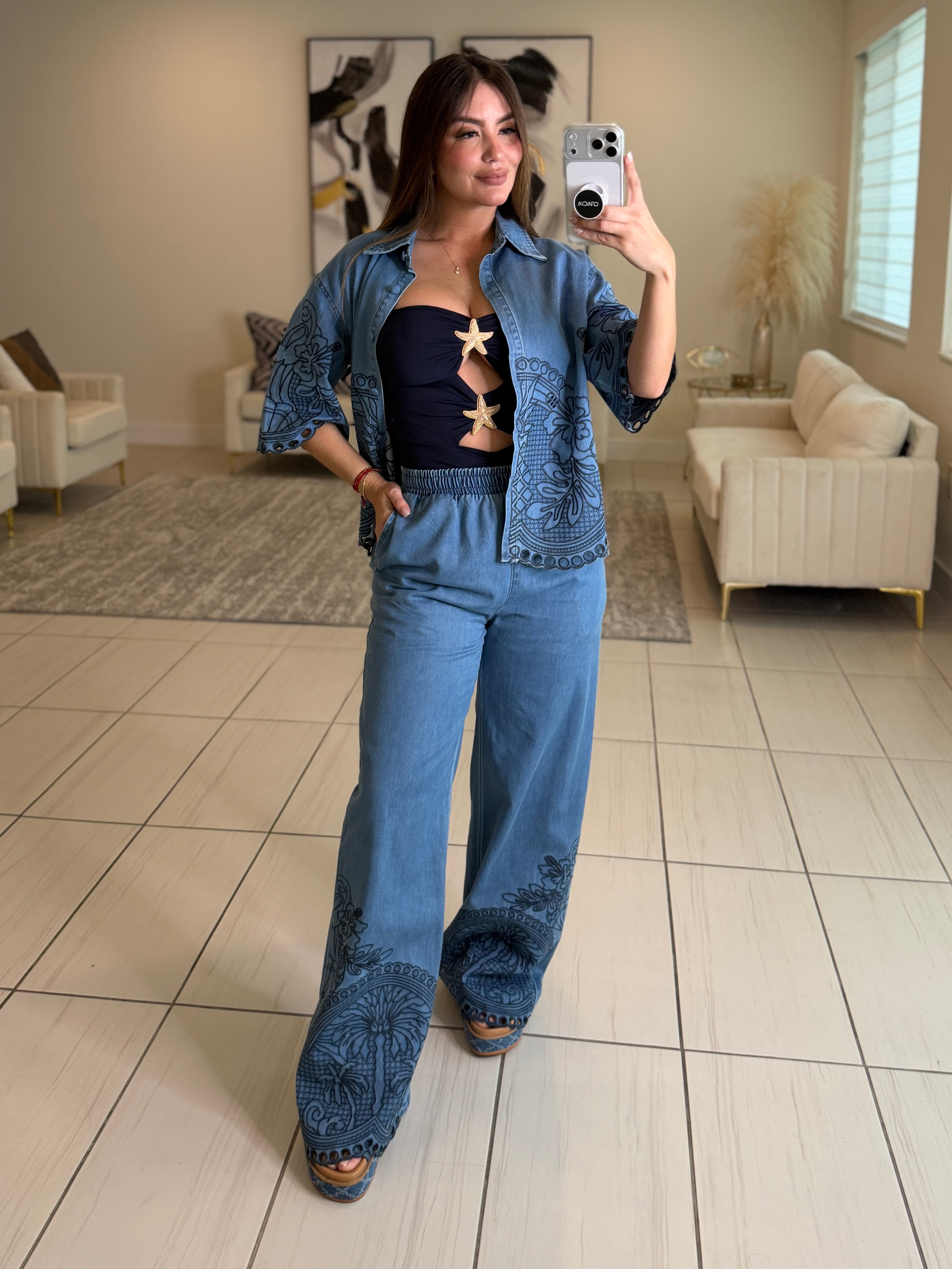 Gold Star Navy Blue Bodysuit