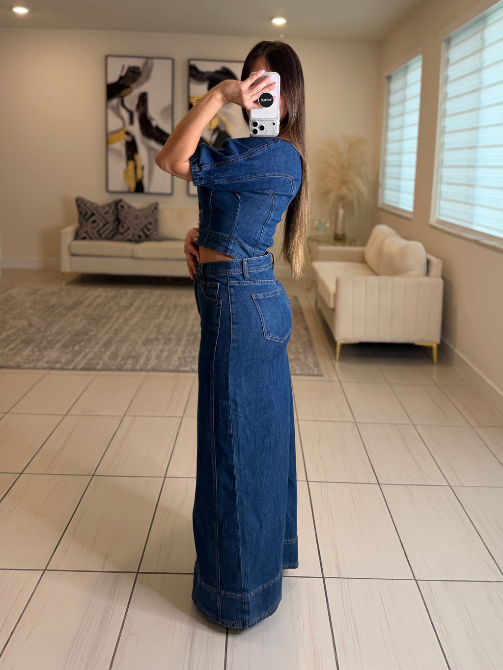 Gonna Scampanata in Denim Skirt Set