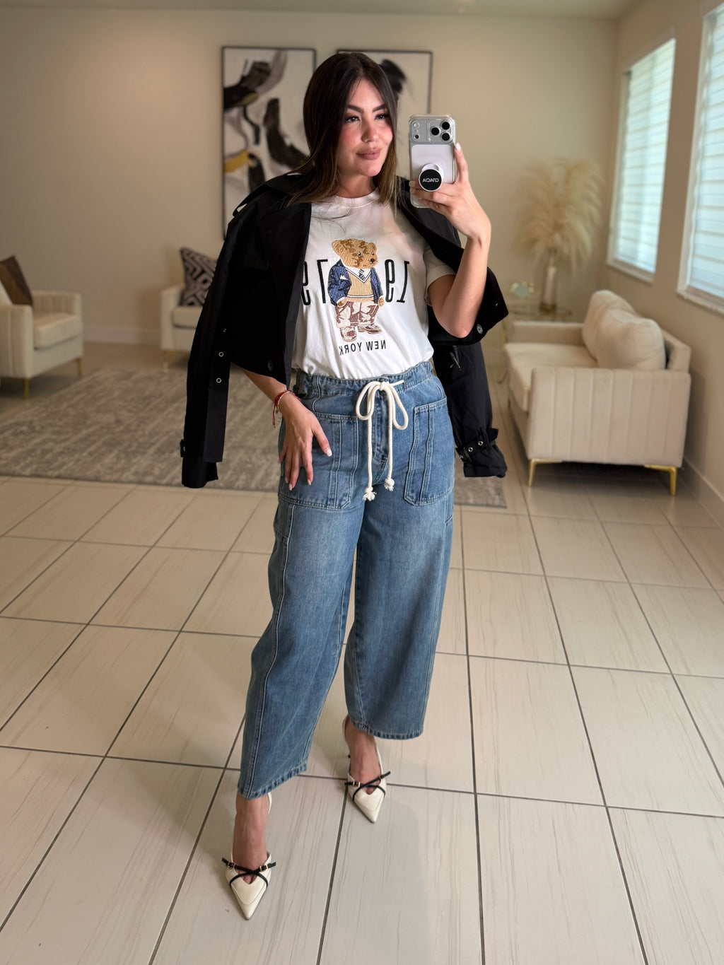 Utility Flow Barrel Denim Pants