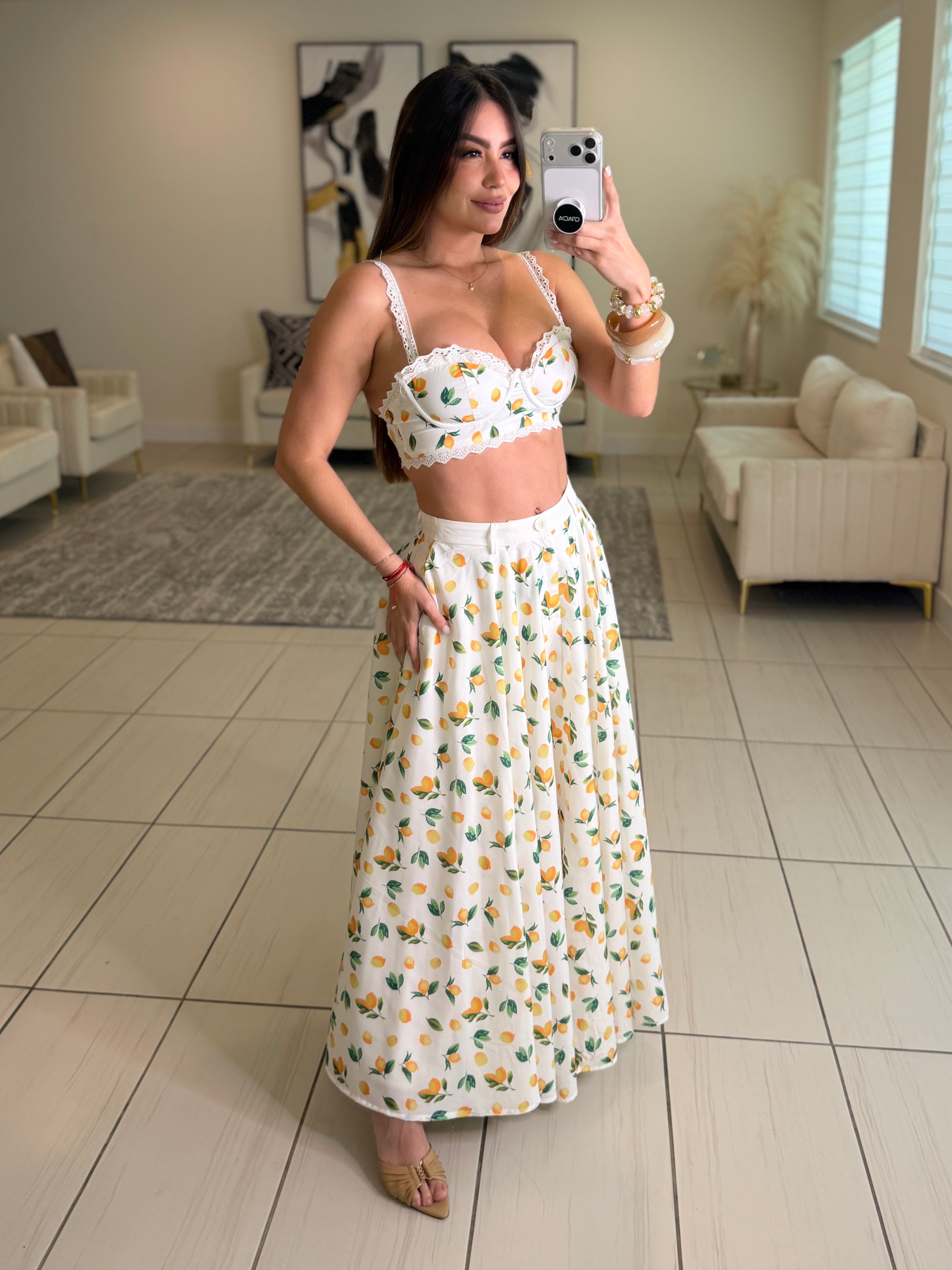 Amalfi Lemons White Skirt Set