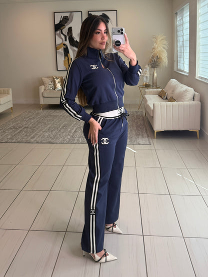 Iconic Structure Navy Blue Pant Set