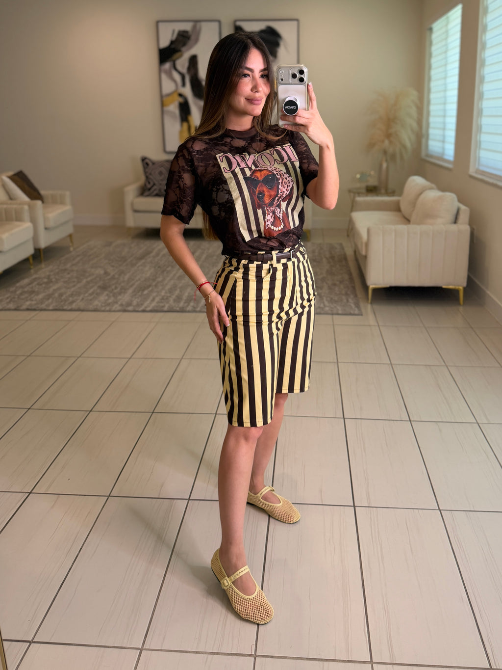 Gravity Stripes Brown and Yellow Shorts