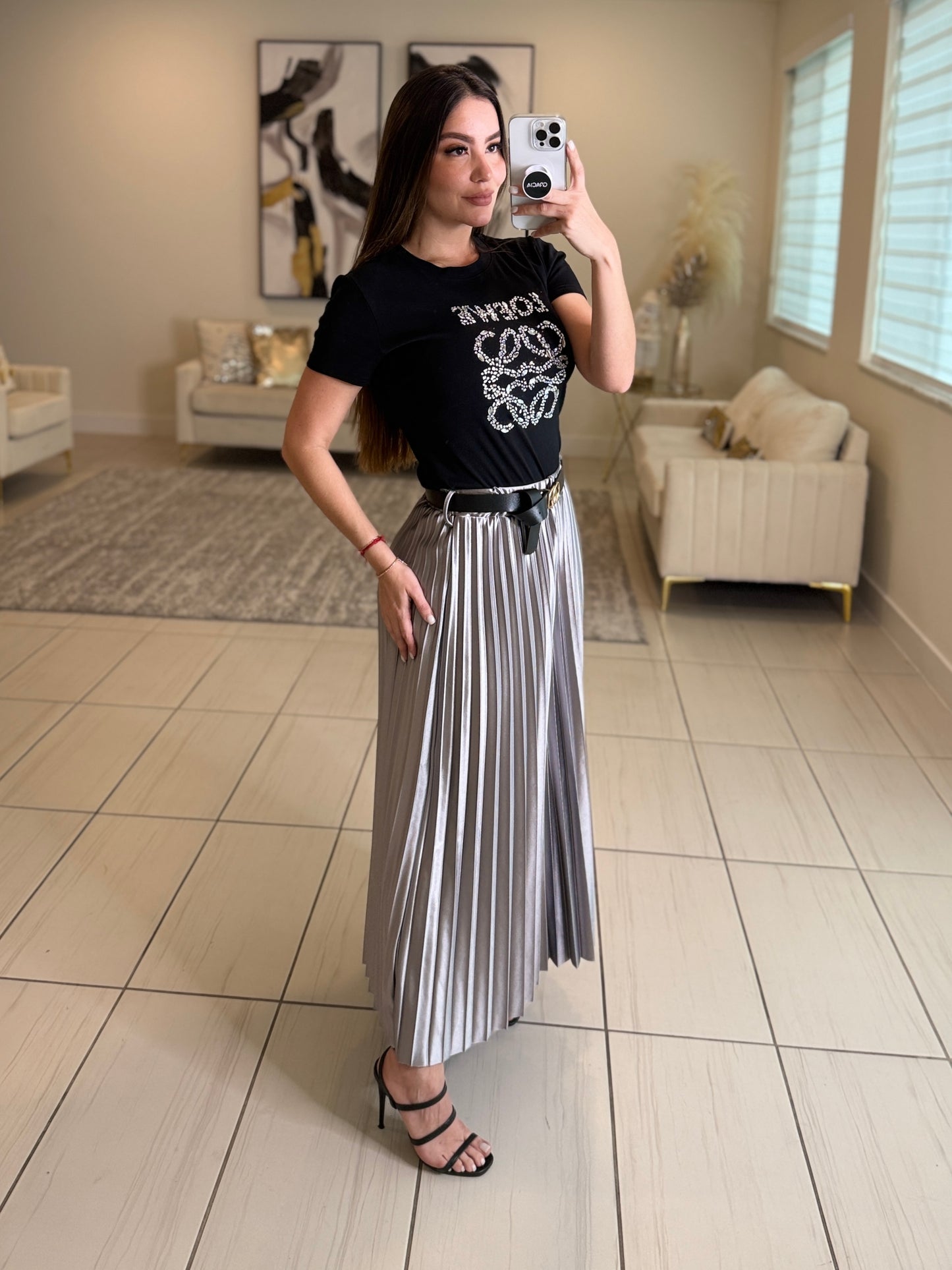 Magnetic Grey Midi Skirt