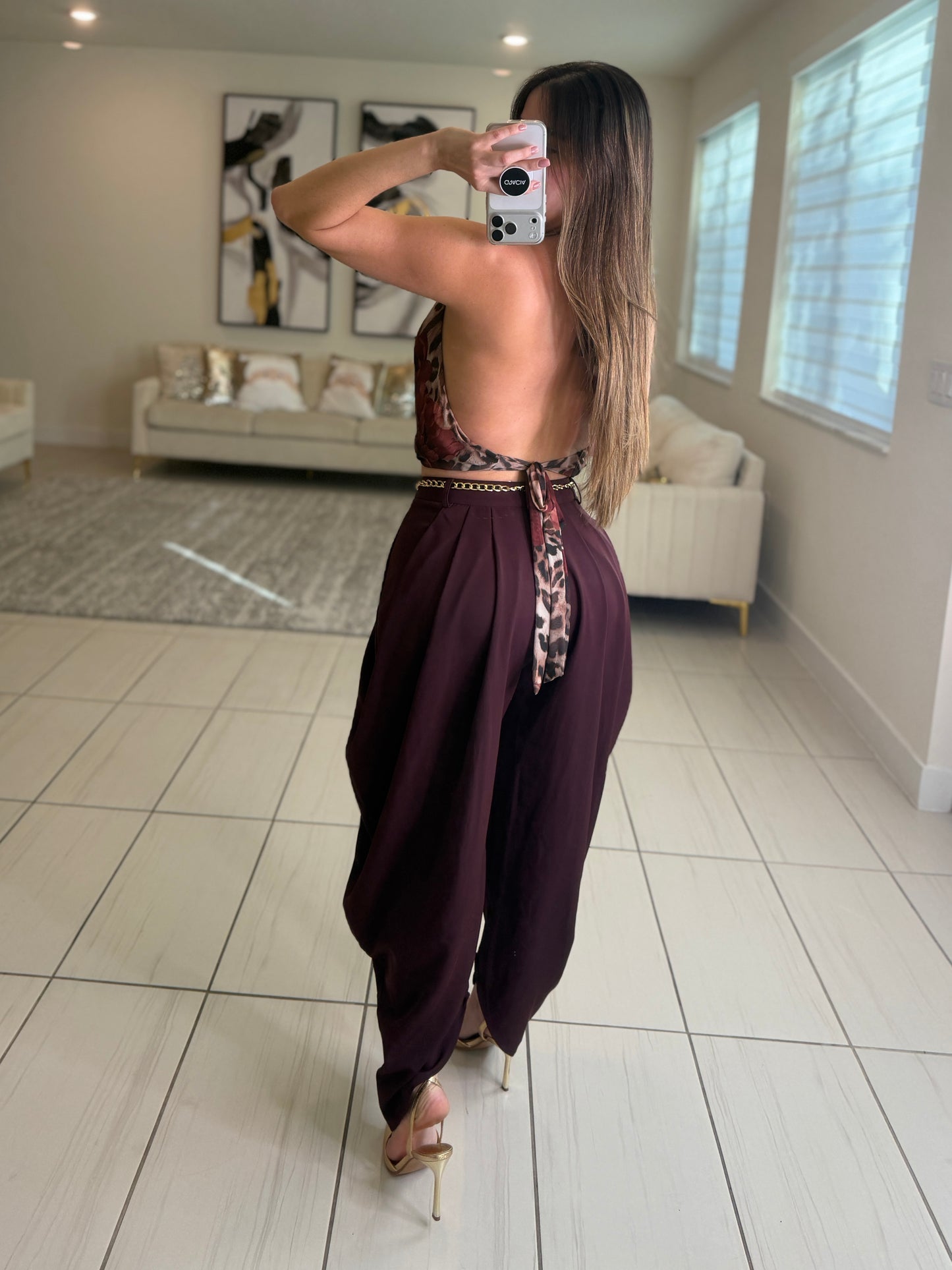 Mystic Rose Mesh Brown Top