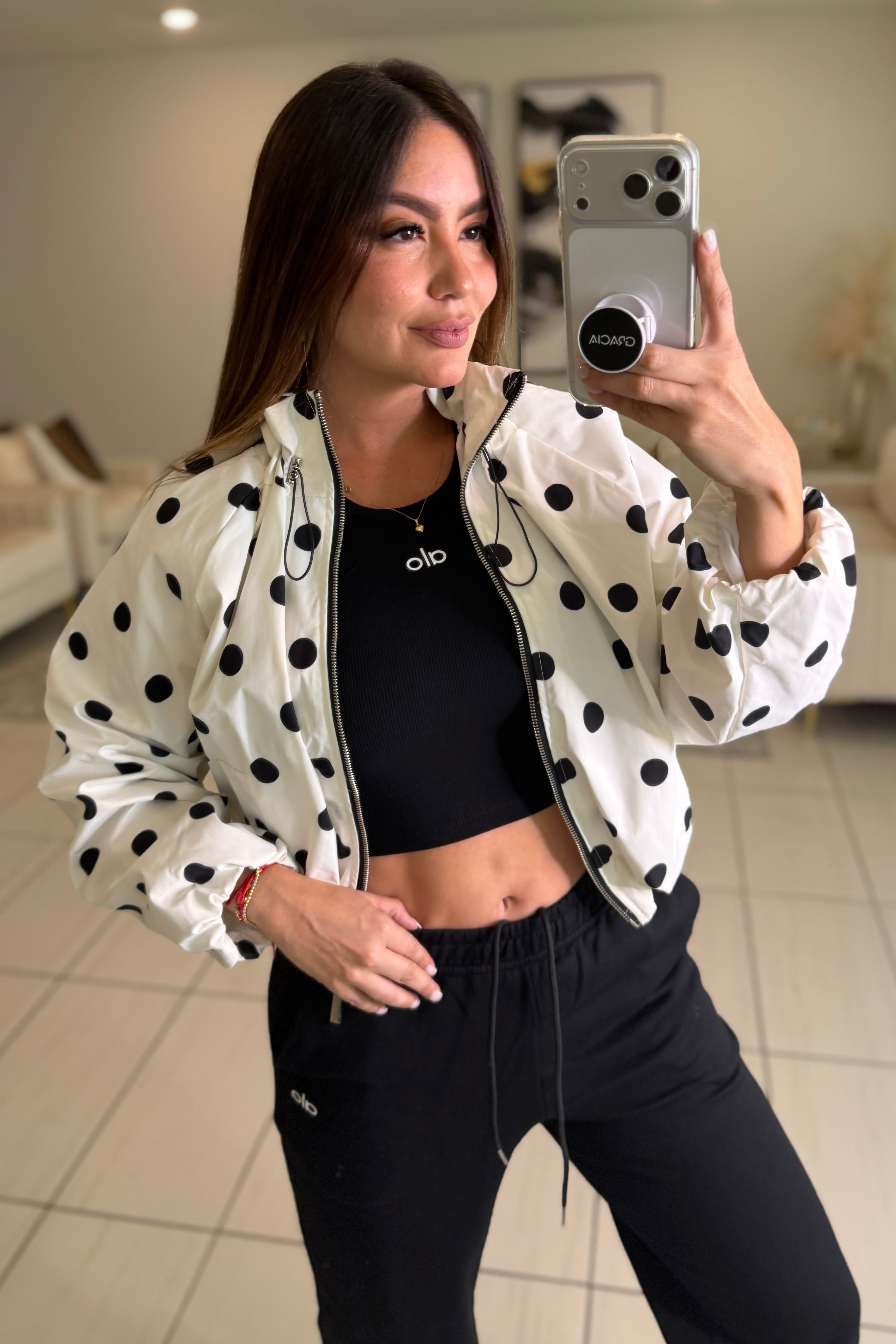 Polka Muse White Bomber Jacket