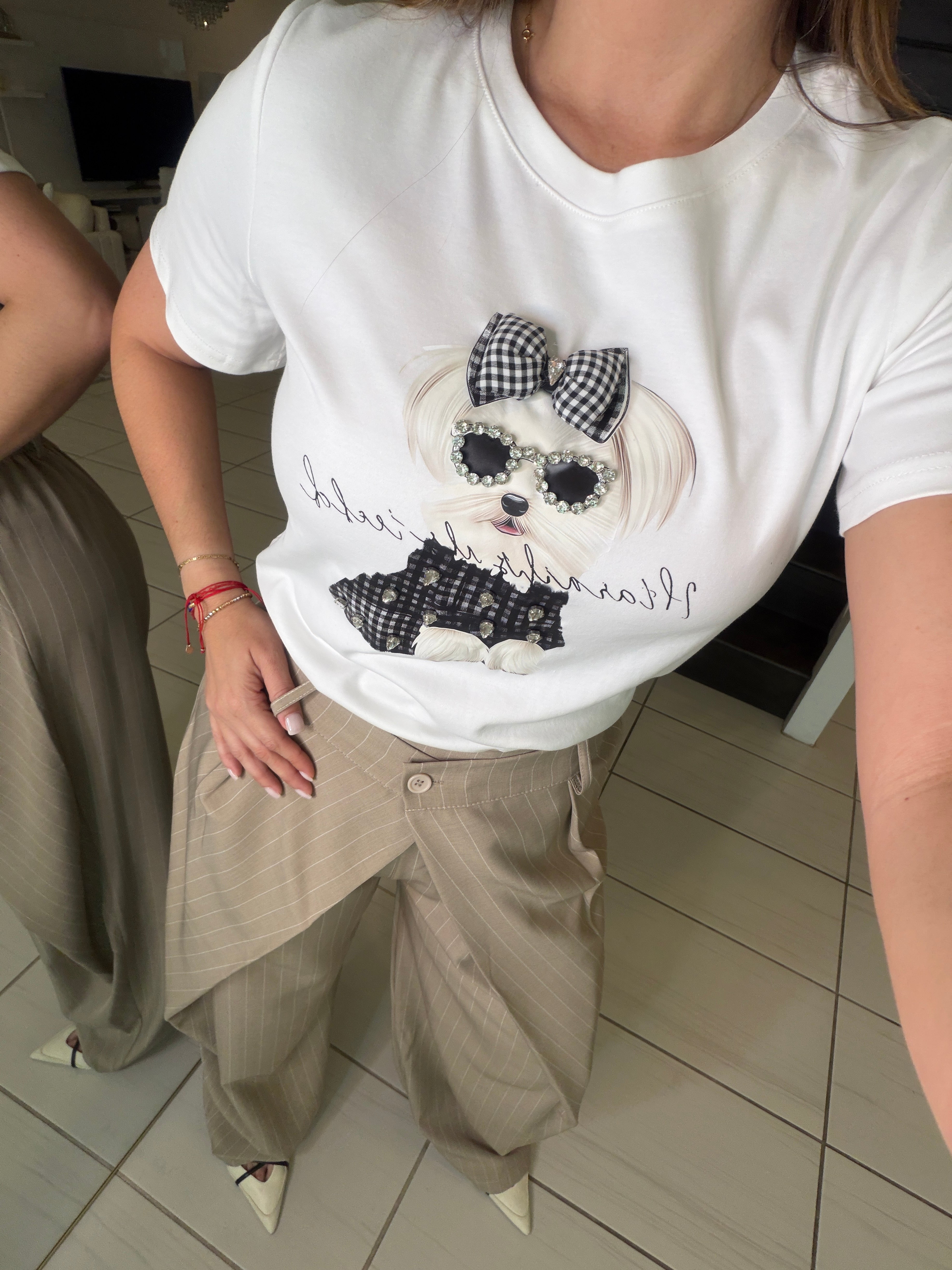 Cutest Charming Dog White Tshirt Top