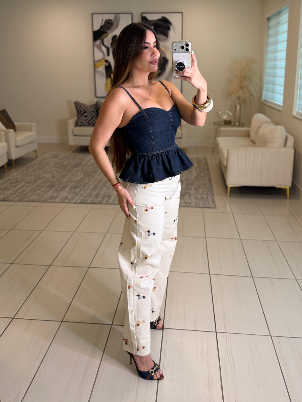 Sweet Peplum Denim Top