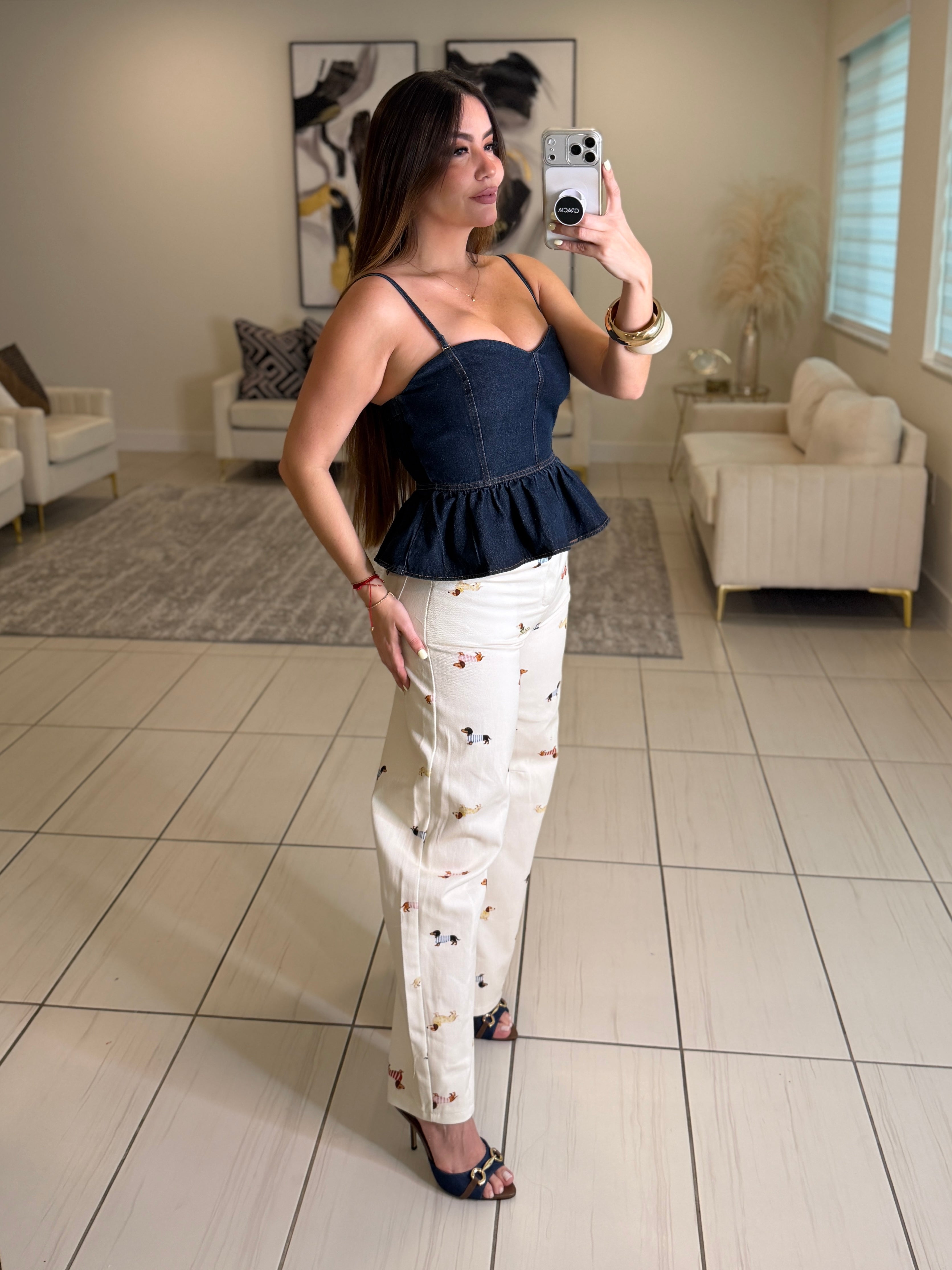Sweet Peplum Denim Top