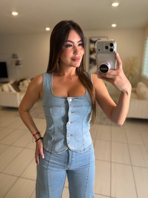 Elevated Essential Light Denim Pant Set