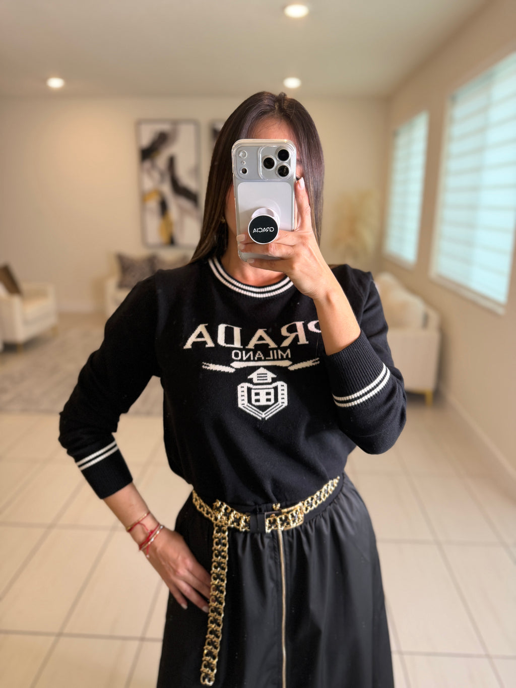 Gold and Black Maxi Chain Belt