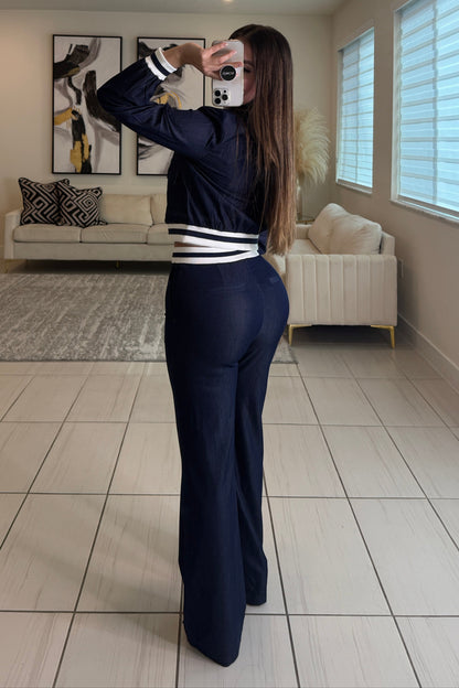 Linear Attraction Navy Blue Pant Set