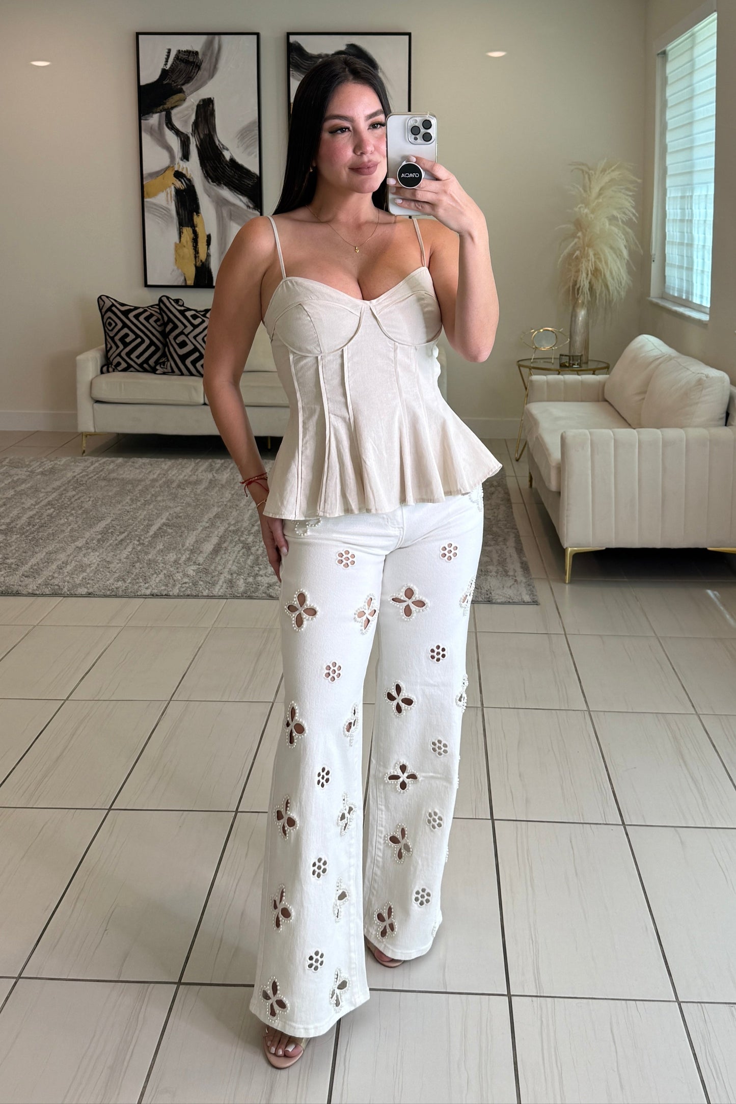 Timeless Poise Linen Beige Top