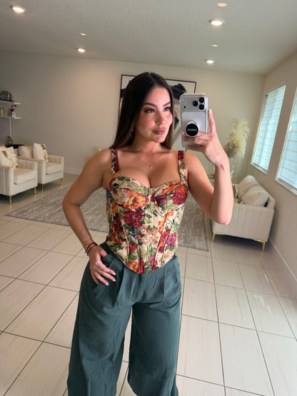 Sweetest Floral Crush Ruched Corset Top