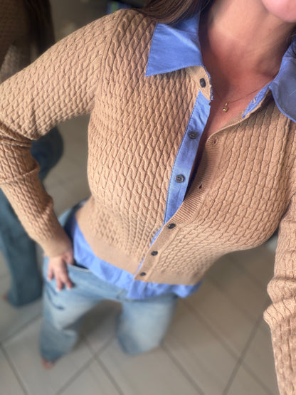 Magnetic Contrast Mocha Sweater