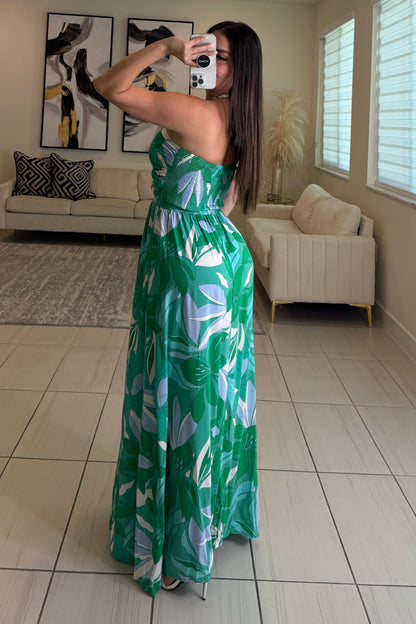 Cosmic Palms Green Maxi Dress