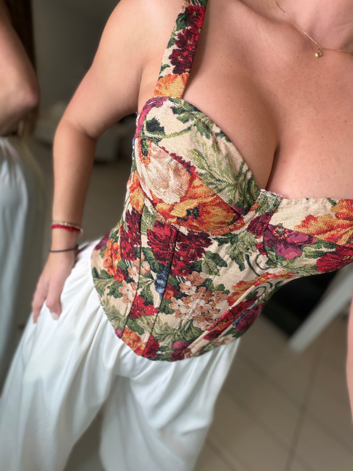 Sweetest Floral Crush Ruched Corset Top