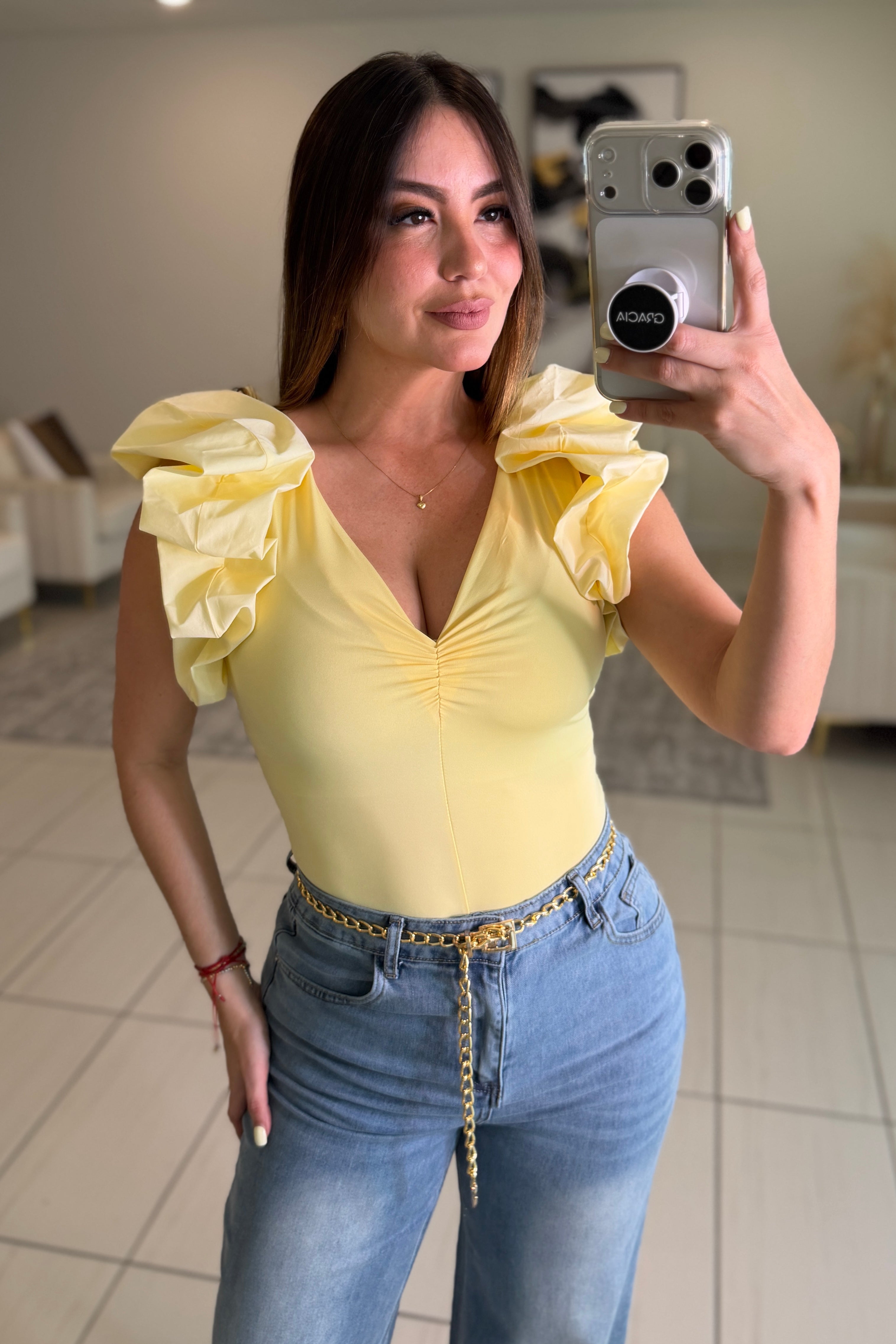 Summer Ruffles Yellow Bodysuit