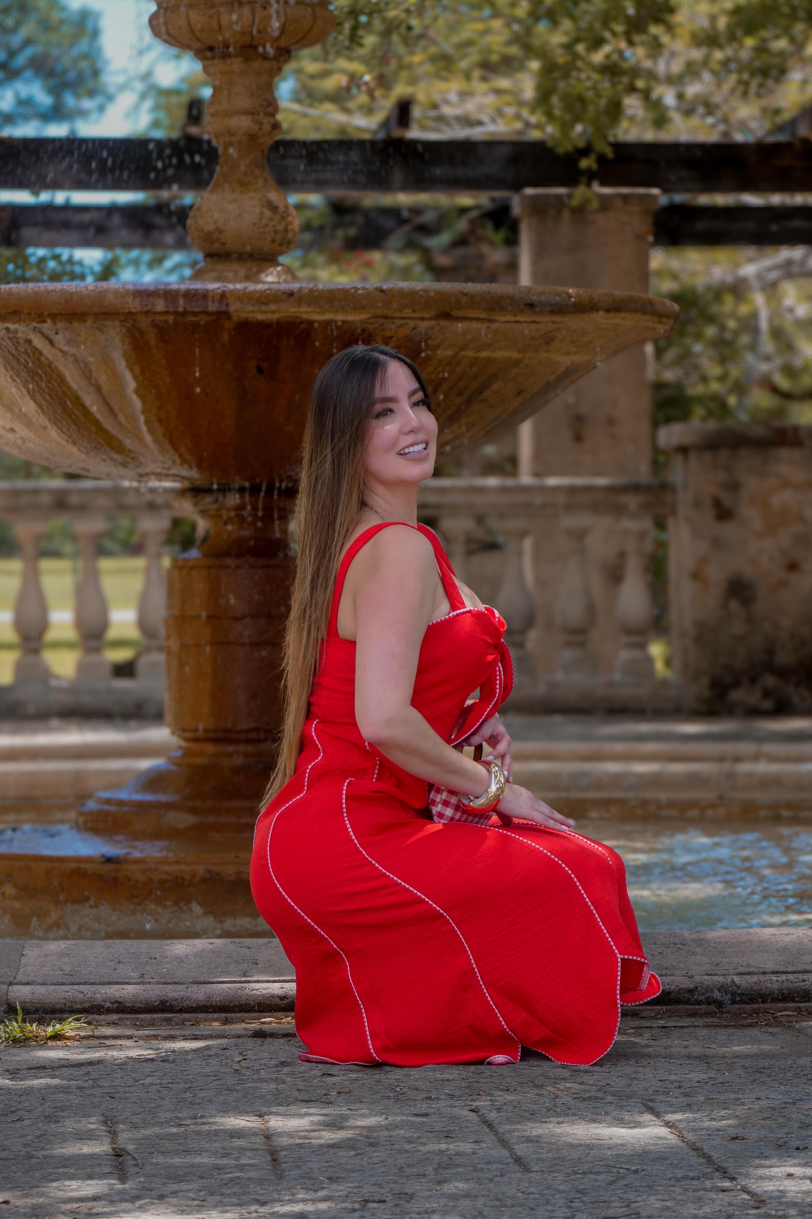 Enchanted Aura Red Midi Dress