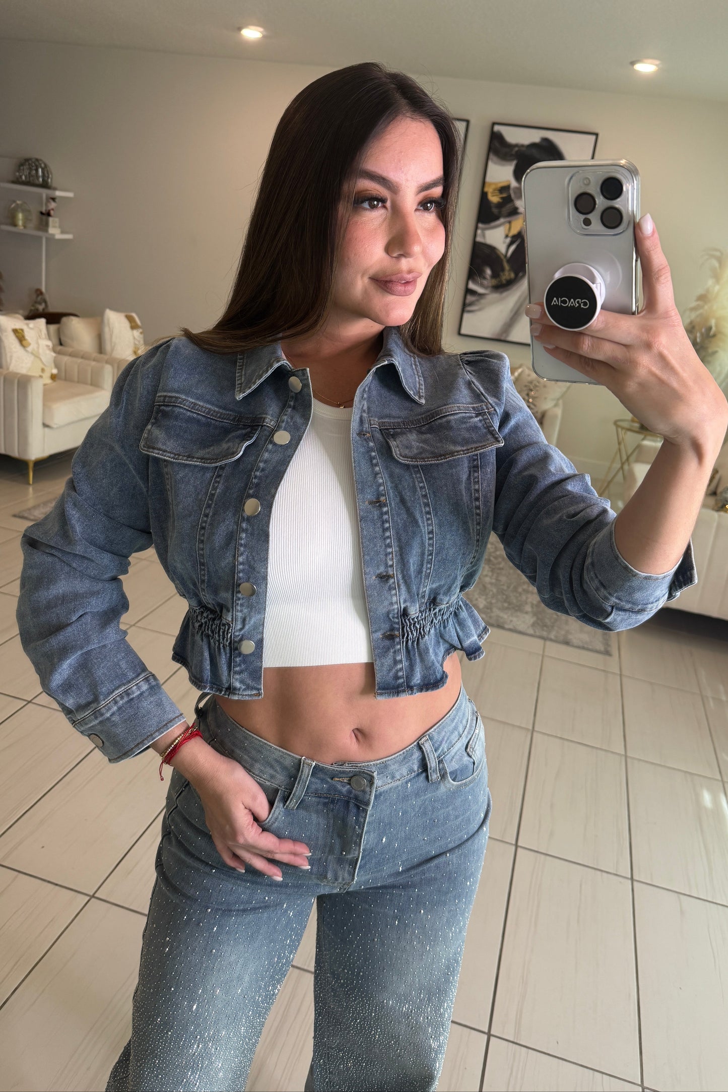 Luxe Horizon Blue Denim Jacket