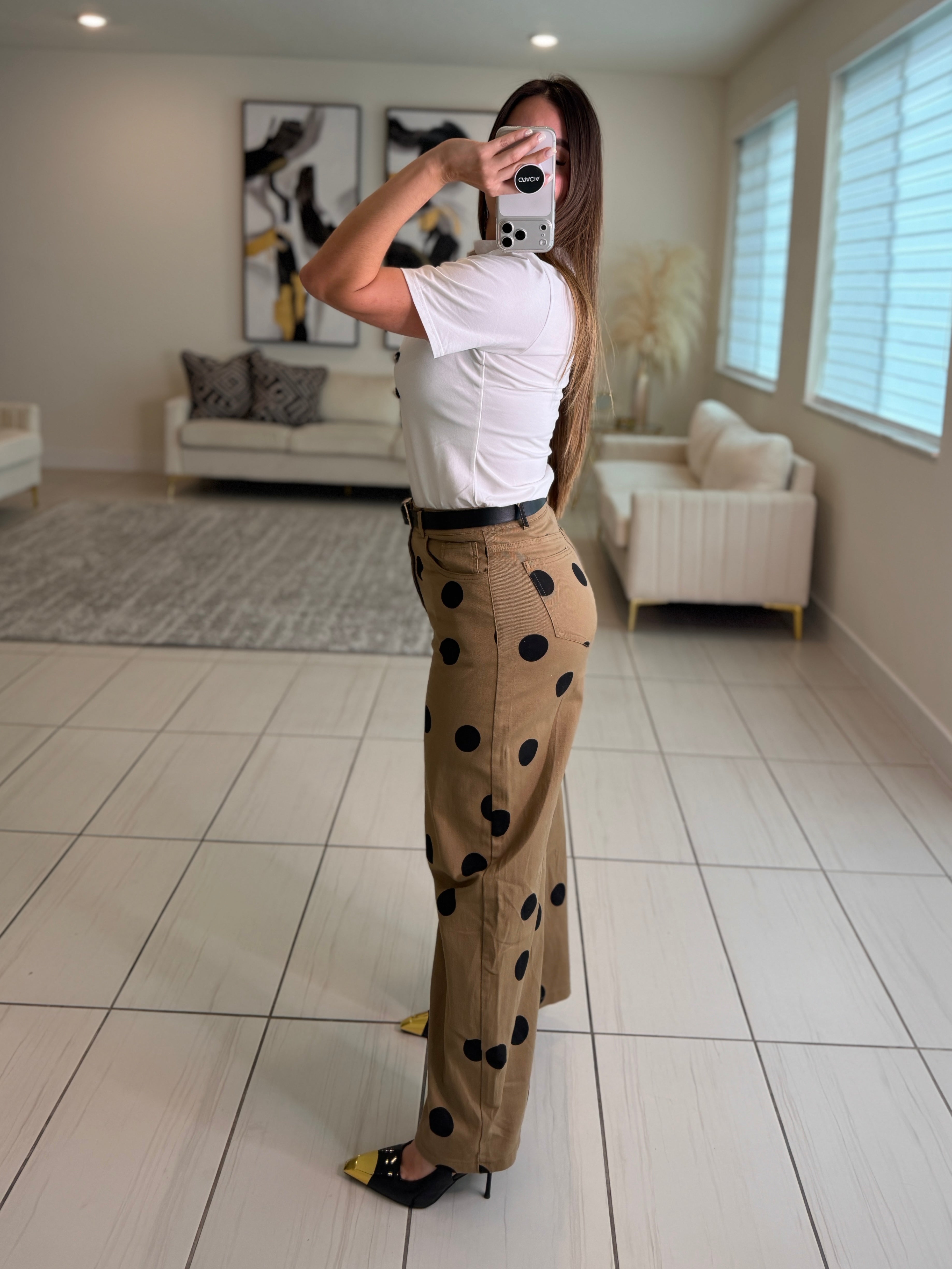 Polka Dots Mocha Barrel Pants