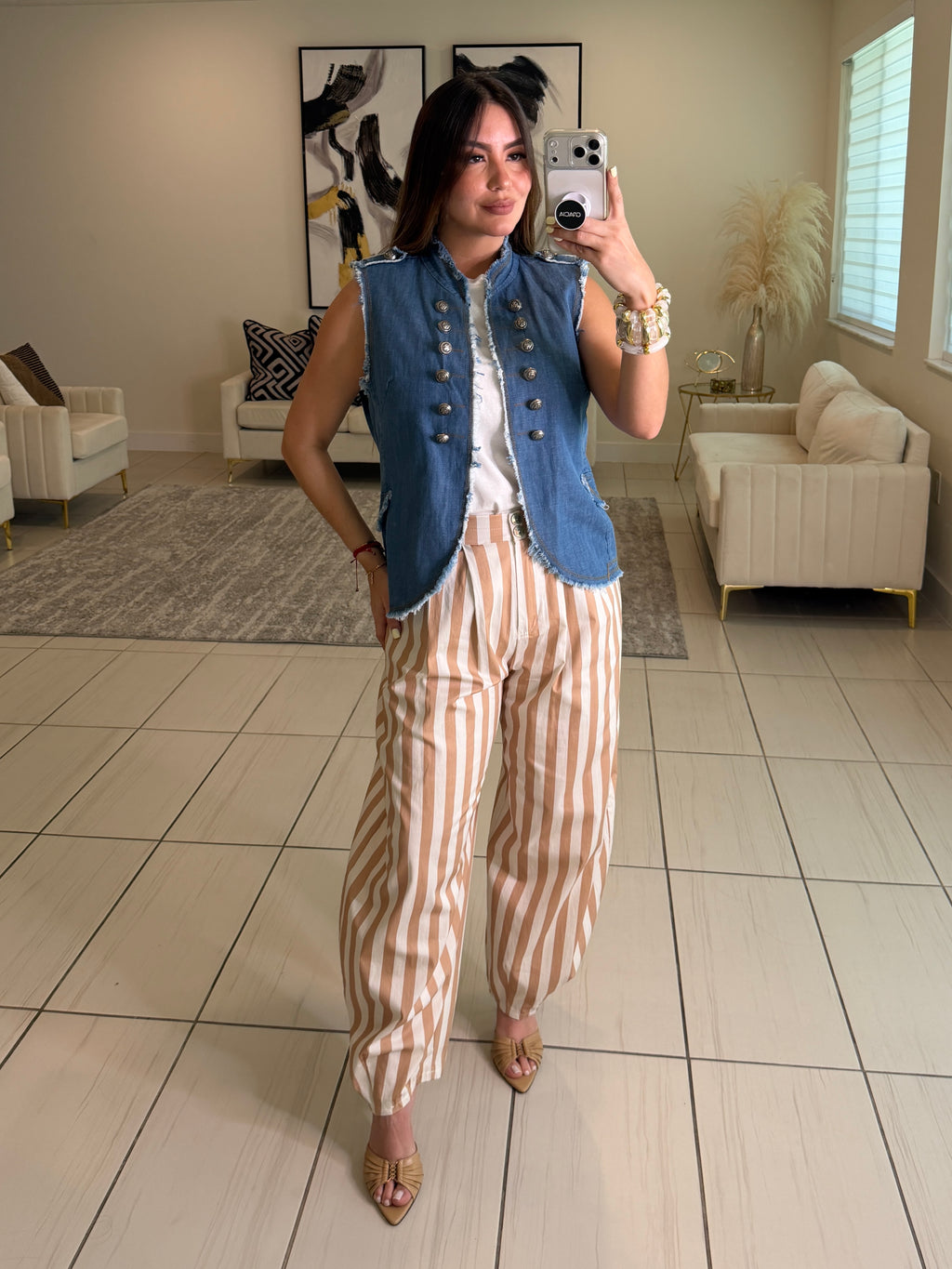 Gravity Stripes Beige Pants