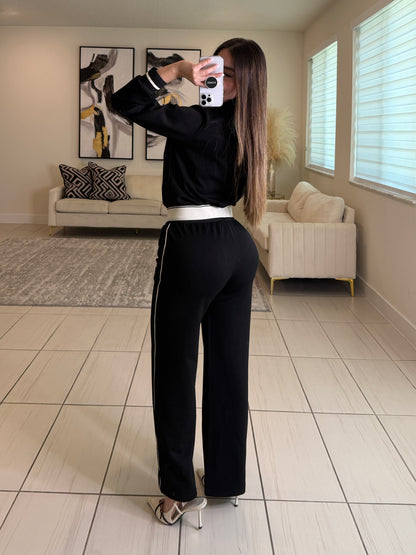 Iconic Structure Black Pants Set