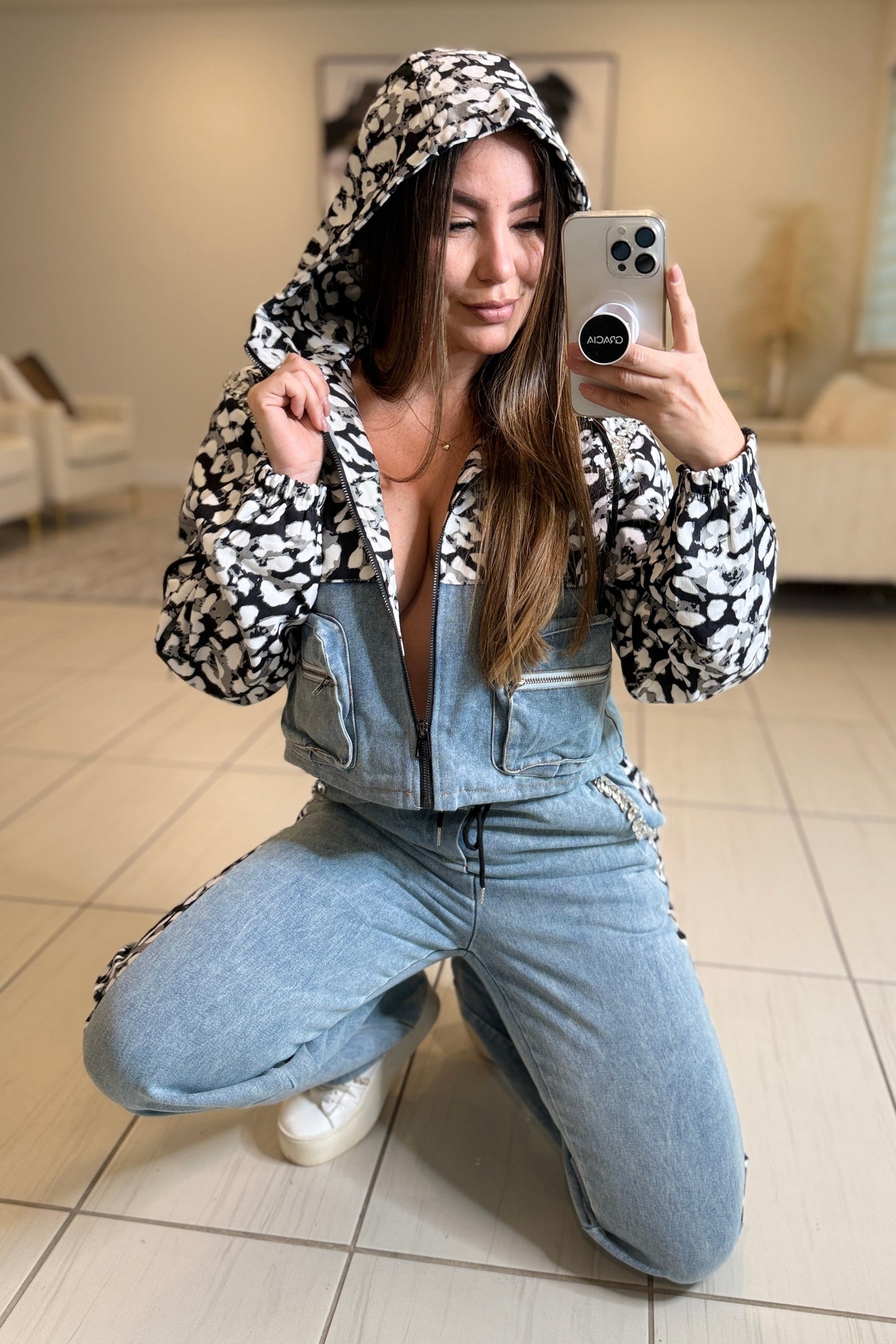 Urban Flair Leopard and Denim Comfy Set