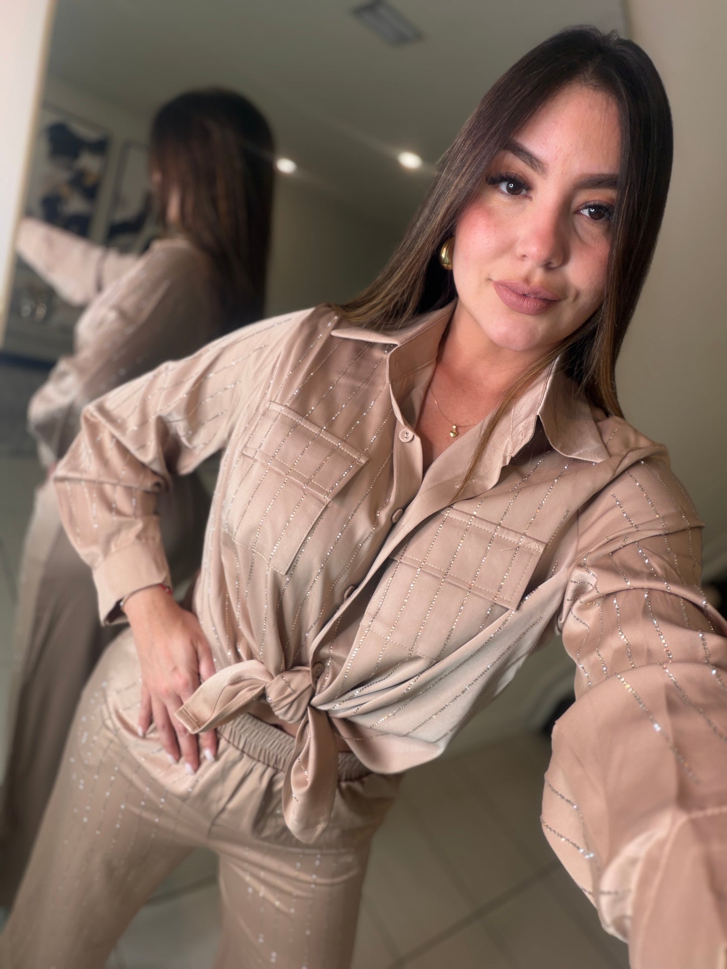 Royal Rhinestones Champagne Pant Set