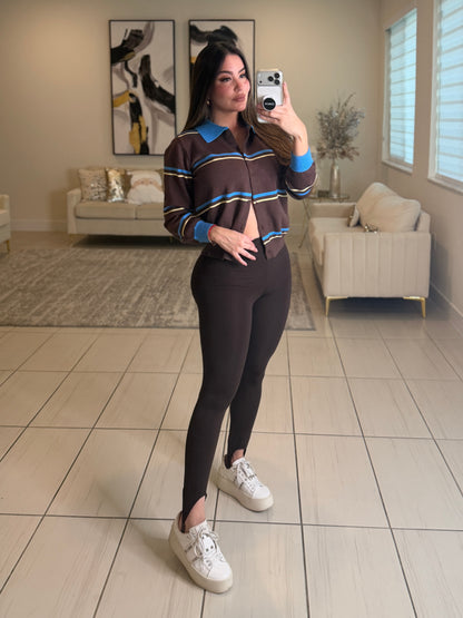 Empire Code Knit Brown Sweater