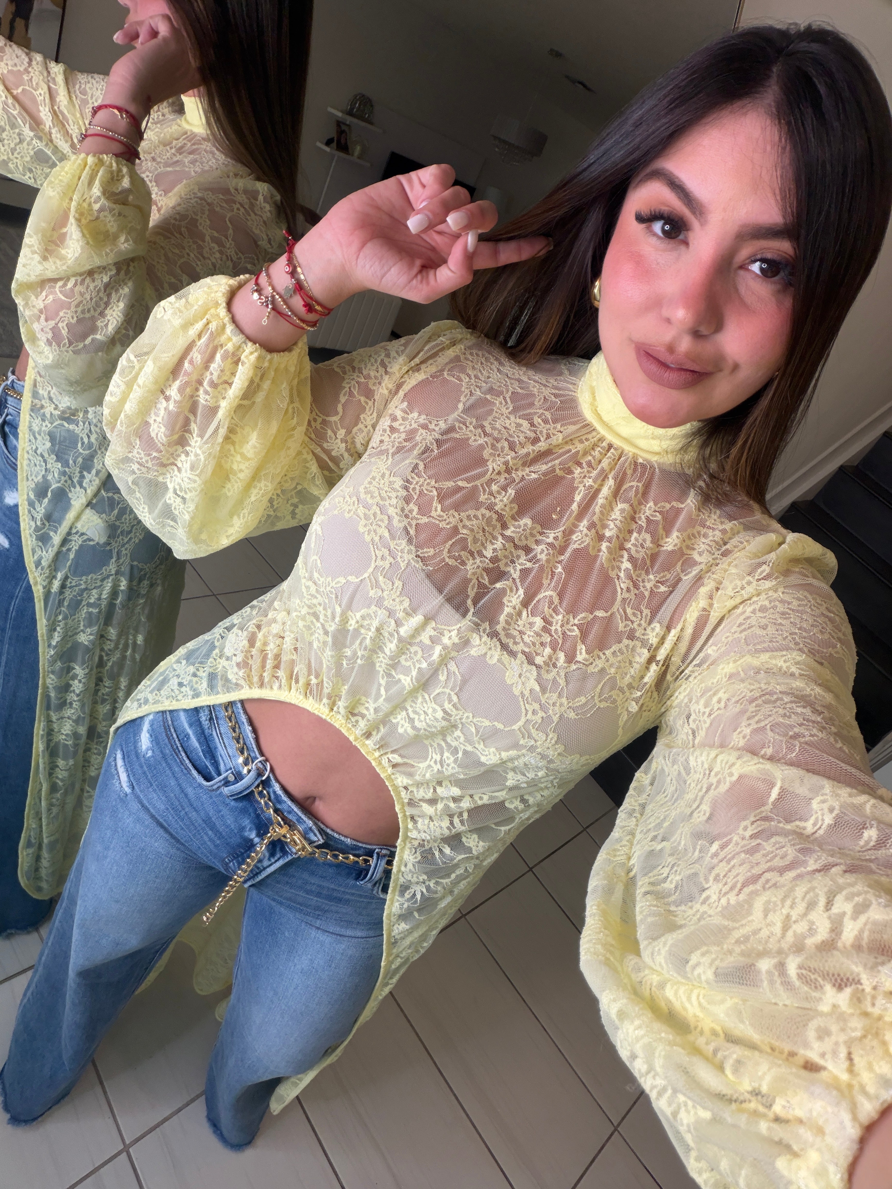 Eternal Muse Lace Yellow Maxi Top