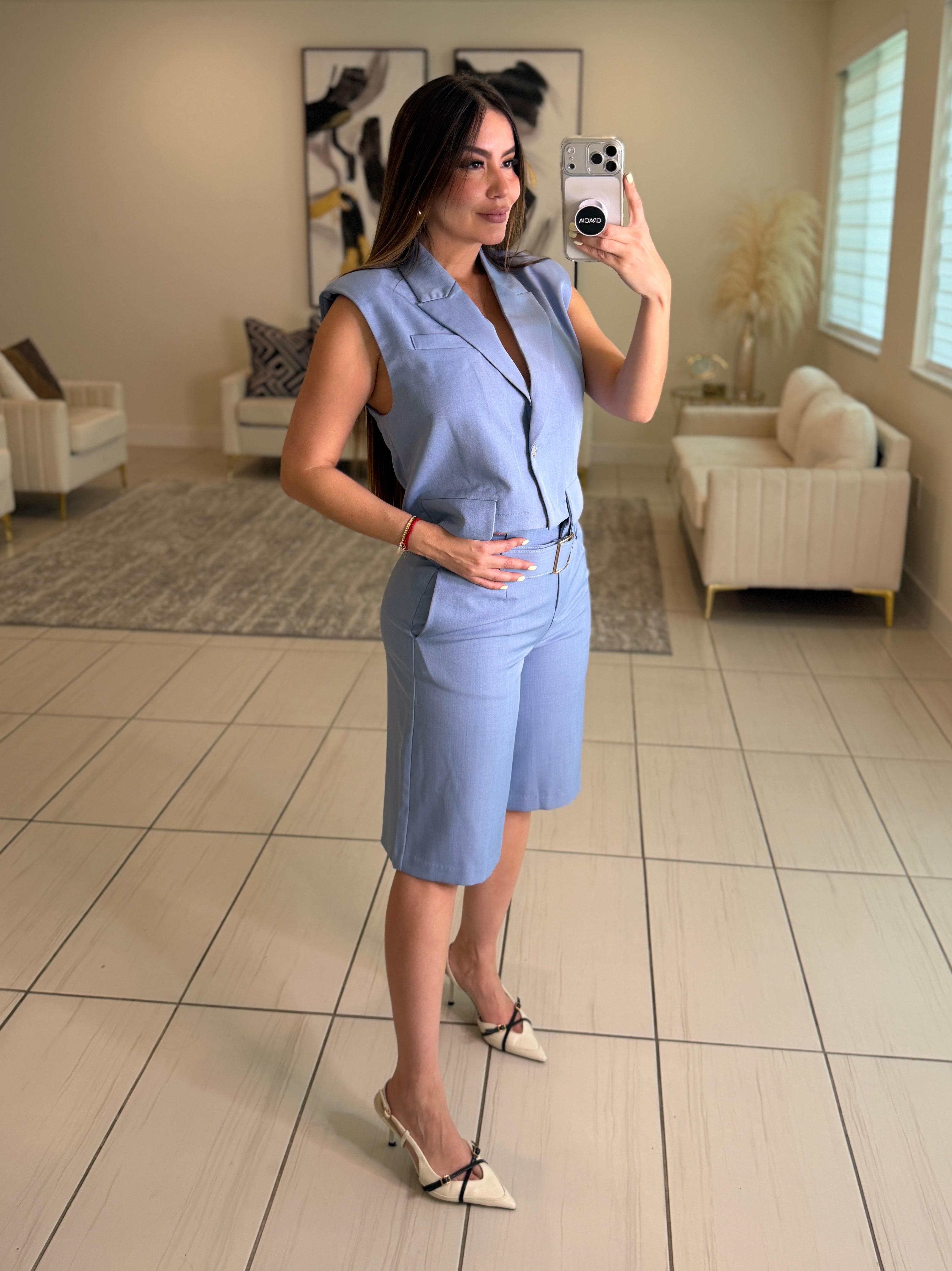 Refined Motion Blue Shorts Set