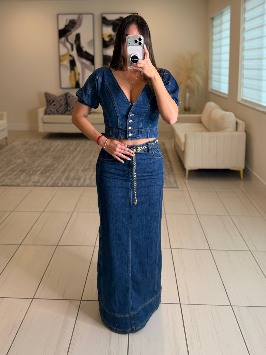 Gonna Scampanata in Denim Skirt Set