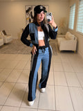 Divine Black and Denim Contrast Pant Set