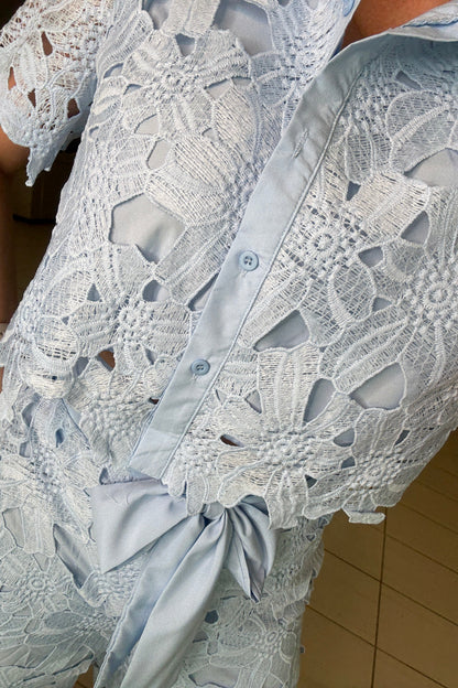 Bloom Crochet Blue Pant Set